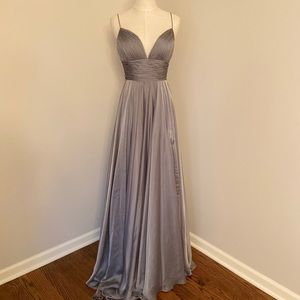 NWT Sherri Hill Platinum Silver Dress, Sz 4